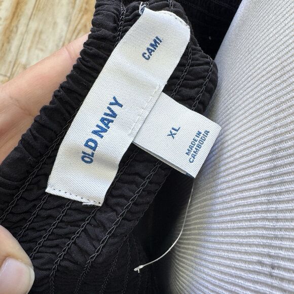 Old Navy Black Cami V Neck Maxi Dress XL Smocked Back Tiered Hem Sleevless - Picture 10 of 12